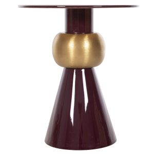 Coffee table Patna Hm4234.06 metal enamel lacquer gold/brownish red D46x51.5hcm