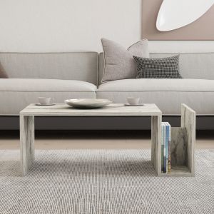 Coffee table Poko in white-gray marble color 86.8x50x32.4cm