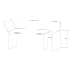 Coffee table Poko in white-gray marble color 86.8x50x32.4cm