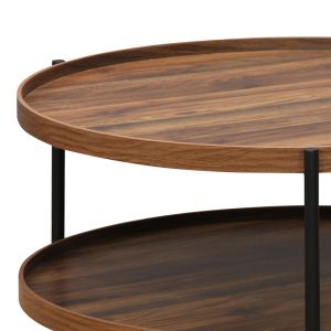Portogie coffee table with walnut-colored Mdf top and black metal legs D80x40cm