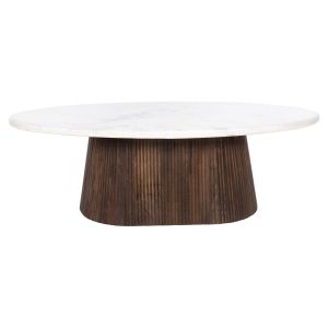 Coffee table Purger Hm9716 made of solid mango wood and white marble top 120x70x38hcm