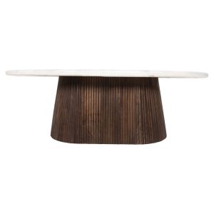 Coffee table Purger Hm9716 made of solid mango wood and white marble top 120x70x38hcm