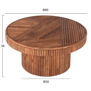 Coffee table Ranne Hm9694 acacia solid wood in natural color D80x38hcm