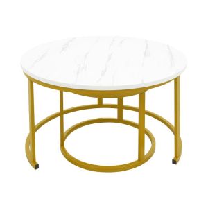 Relevon coffee table set of 2 Relevon coffee tables made of Mdf in white marble color 80x80x45cm