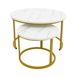 Relevon coffee table set of 2 Relevon coffee tables made of Mdf in white marble color 80x80x45cm