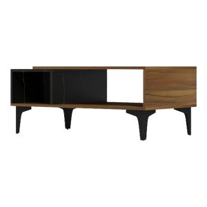 COFFEE TABLE RIBA, WALNUT-BLACK MARBLE TYPE, 90X50X37CM