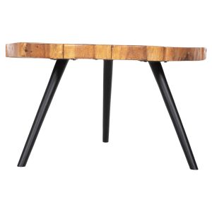 Ribben Hm9553 coffee table made of solid soar wood in natural color with black metal legs D80x45hcm