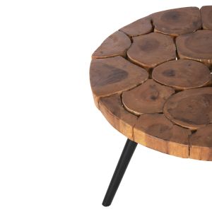 Ribben Hm9553 coffee table made of solid soar wood in natural color with black metal legs D80x45hcm