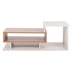 Coffee table Rosamund Hm8868.11 made of melamine, white/natural color 90x50x24.5-35hcm