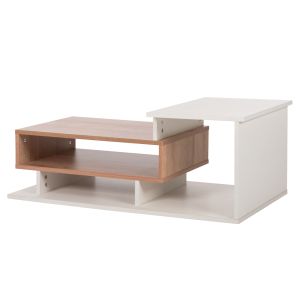 Coffee table Rosamund Hm8868.11 made of melamine, white/natural color 90x50x24.5-35hcm
