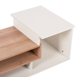 Coffee table Rosamund Hm8868.11 made of melamine, white/natural color 90x50x24.5-35hcm