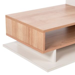 Coffee table Rosamund Hm8868.11 made of melamine, white/natural color 90x50x24.5-35hcm