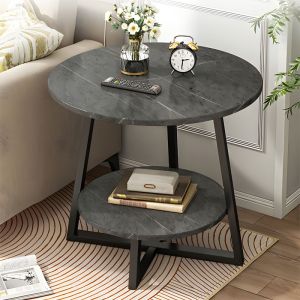 Coffee table Rota top Mdf color dark gray marble/black D60x60cm