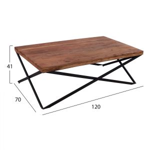 Coffee table Sao Polo Hm8200,11 with solid acacia top 120x70x41