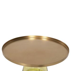 Scal coffee table, green glass top and gold metal top D76x43.5hcm Hm9724