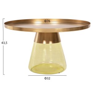 Scal coffee table, green glass top and gold metal top D76x43.5hcm Hm9724