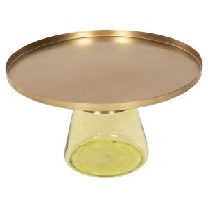 Scal coffee table, green glass top and gold metal top D76x43.5hcm Hm9724