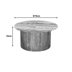 Sergy coffee table set of 2 pieces, solid acacia wood in natural color and marble top