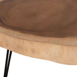 Coffee table Servon Hm9912 suar wood in natural color - metal legs in black 76x67x44cm.