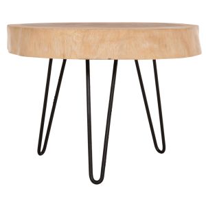 Coffee table Servon Hm9912 suar wood in natural color - metal legs in black 76x67x44cm.