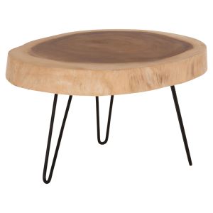Coffee table Servon Hm9912 suar wood in natural color - metal legs in black 76x67x44cm.
