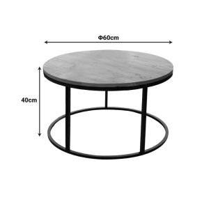 Sikele coffee table with white marble top and black metal legs, diameter 60x40 cm