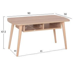 Coffee table Sliven Hm18178.03 Sonama melamine legs in natural color 90x50x47.5hcm.