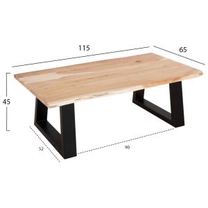 Coffee table Sofia Slim top tropical acacia solid wood Natural 115x65x41hcm Hm8502