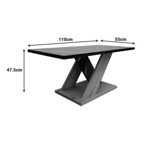 Solange coffee table in sonoma color with black marble look 110x55x47.5 cm