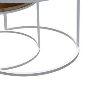 Coffee table Solme, 2 pieces, white metal and melamine in a natural shade 60x75x45cm