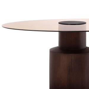 Coffee table Sunnet Hm9670 made of solid mango wood and glass top D80x41hcm
