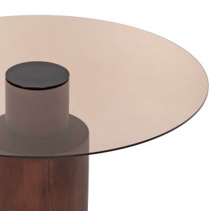 Coffee table Sunnet Hm9670 made of solid mango wood and glass top D80x41hcm