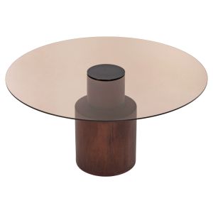 Coffee table Sunnet Hm9670 made of solid mango wood and glass top D80x41hcm