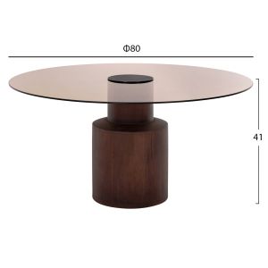 Coffee table Sunnet Hm9670 made of solid mango wood and glass top D80x41hcm