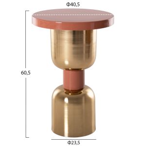 Coffee table Surat Ti Hm4237.08 metal enamel lacquer salmon/gold D40.5x60.5hcm