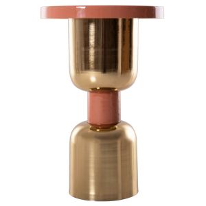 Coffee table Surat Ti Hm4237.08 metal enamel lacquer salmon/gold D40.5x60.5hcm