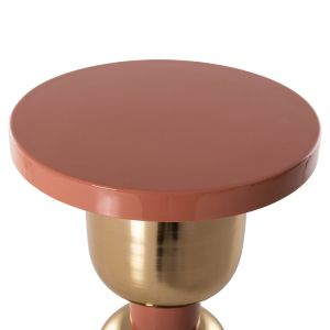 Coffee table Surat Ti Hm4237.08 metal enamel lacquer salmon/gold D40.5x60.5hcm