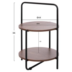 Coffee table Sylo Hm9618,02 Mdf walnut color with black metal frame D44x66hcm