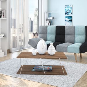 Tars coffee table in walnut color with chrome details