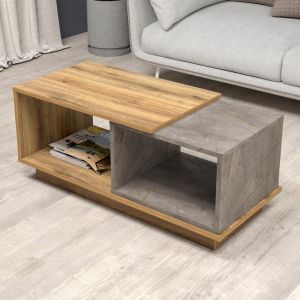 Coffee table Teles melamine in natural wood and gray marble color 100x45x42hcm Hm18181