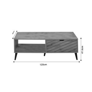 Thelma coffee table made of melamine, sonoma color, 120x60x41.6cm