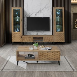 Thelma coffee table made of melamine, sonoma color, 120x60x41.6cm
