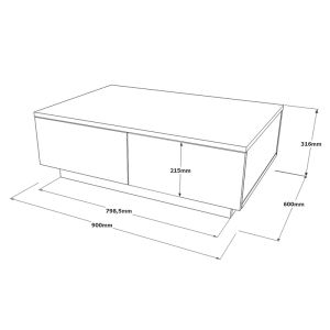 Coffee table Thunder sonoma/white 90x60x31.5cm