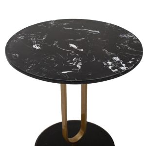 Trevo R coffee table with marble effect in black and gold D50x54.5cm