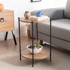 Coffee table Tsouki oak/black D40x60cm