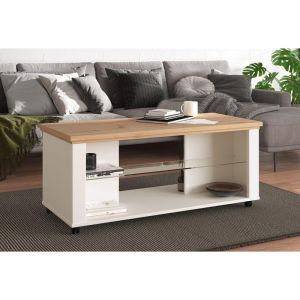 Coffee table Valencia color white matt/artisan oak 114.5*50.5*49cm