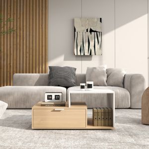 Coffee table Vople in natural white color 90x50x40cm