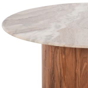 Coffee table Warm Marble Luxury Formel acacia solid wood white/natural marble top D100x40hcm Hm9671