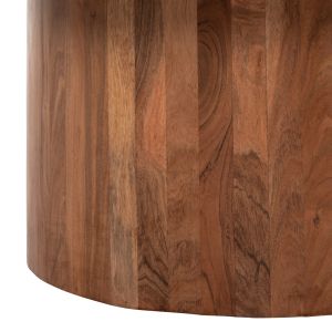 Coffee table Warm Marble Luxury Formel acacia solid color white/natural marble top Hm9672 D80x36hcm