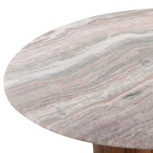 Coffee table Warm Marble Luxury Formel acacia solid color white/natural marble top Hm9672 D80x36hcm